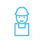 Icon eines lächelnden Arbeiters mit Helm